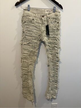 NWT FWRD Denim Distressed Mid-Rise Skinny Jeans Fit 3 Stacked - Size 14